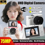 2025 New HD 5K Digital Camera 75MP CCD 180°Flip Screen 18X Auto Zoom Portable Selfile Camera Small 5