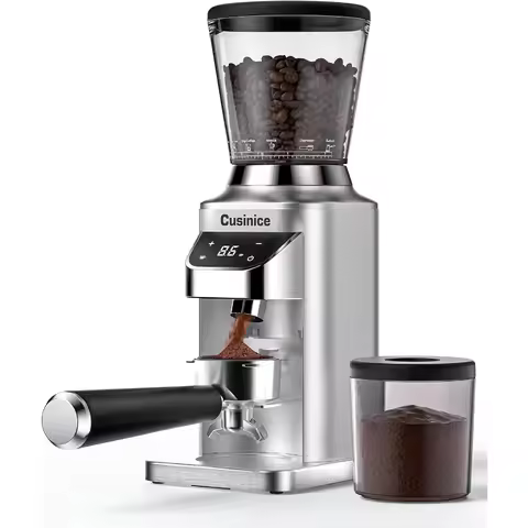 Conical Burr Coffee Grinder with 40mm Stainless Steel Burr 34 Grind Settings Anti-Static Electric Es