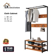 CK Cloth Wardrobe Cabinet Cloth Storage Hat Bag Rack (L80 x W34 x H170cm)