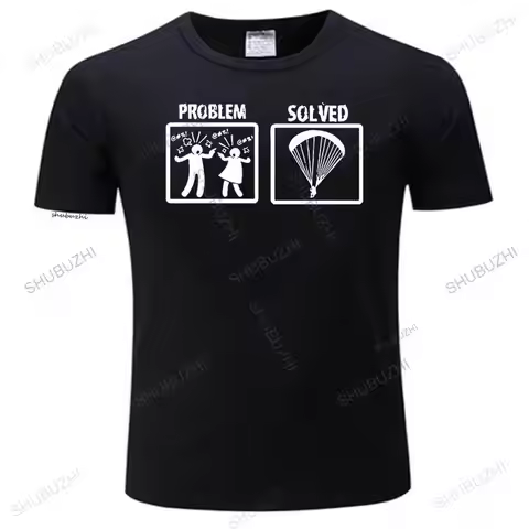 Funny Tees Problem Solved Paragliding T Shirt Paraglider Lover Printing Men's Crewneck Short Sleeve 