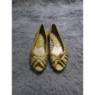 Peep Toe Leather Flats