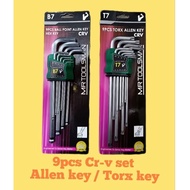 9pcs CR-V set allen key torx key