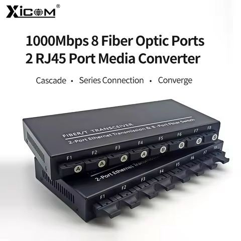 100/1000M Gigabit Ethernet Fiber Switch 8*1.25G Fiber Port 2 RJ45 Port Media Converter 20KM SC Singl