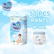 More Pure 50pcs Baby Lampin Pakai Buang Baby Diaper Pants Tape Premium Baby Diaper M-XXL
