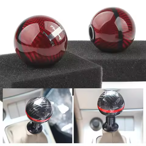 JDM style black/red line 5/6 Speed M12X1.5/M10X1.5/M10X1.25 Carbon Fiber Gear Shift Knob For Honda A