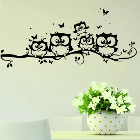 Owls Wall Sticker Tree Animals Bedroom Owl Butterfly Wall Sticker Home Decor Living Room Butterfly f