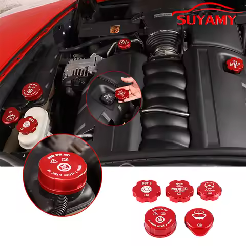 Aluminum Alloy Cabin Fluid Cover Fuel Tank Brake Fluid Coolant Tank Wiper Water Cover For Corvette C