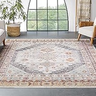 Well Woven Vera Vintage Grey Tribal Diamond Medallion Pattern Area Rug 5x7 (5'3" x 7'3")