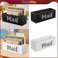 [PETSOLA] Countertop Mail Holder, Rustic Wood Mail Organizer, Mail Tray, Envelope Holder,