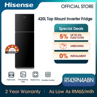 [FREE INSTALL] Hisense 2 Doors Inverter (420L) Refrigerator Fridge RT439N4ABN1 - Black Metal