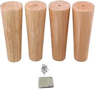 Solid Wood Sofa Legs,Replacement Walnut Bun Feet,Table Legs,with Mounting Plate & Screws for Couch T