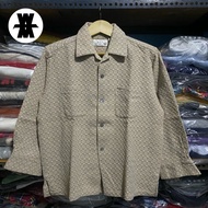 Vintage WIN Textured Pattern L/S Beige Shirt Size L 63x55