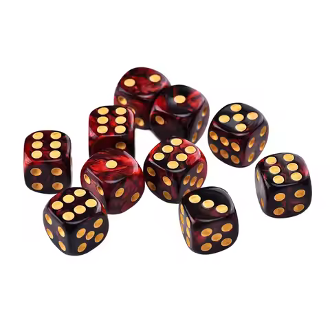 16mm Pearl Pattern 6 Sided Dice Set Acrylic Round Corner Dice Games with 1-6 Funny Games for Party S