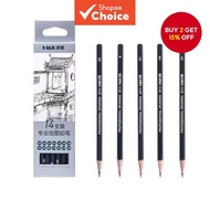 14-Pack 6H-12B Drawing Pencils + Cream Floral Pen Bag - Student/Artist Essentials