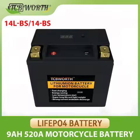 12V 115.4Wh CCA 520A Motorcycle Start Battery With BMS Rechargeable Lithium iron Phosphate Scooter L