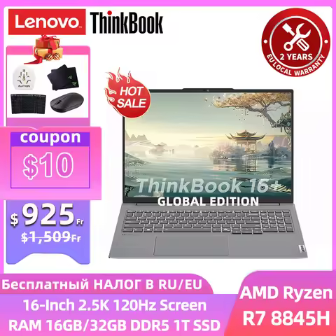 Lenovo ThinkBook 16+ AI Laptop 2024 R7 8845H AMD 780M 16GB/32GB RAM 1TB SSD 16-Inch 2.5K 120Hz Scree