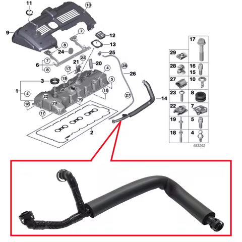 11157559528 Engine Crankcase Vent Hose For BMW E81 E87 E90 E92 E93 E60 E63 E64 E65 E66 X1 E84 X3 E83