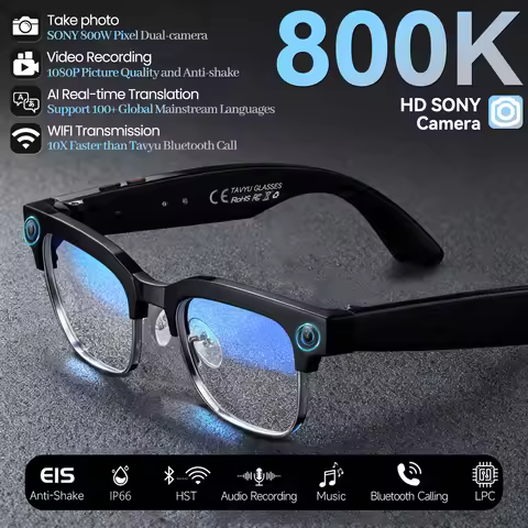 New Business 4K HD Color Change AI Smart Glasses 800W Pixel Camera 1080P Video AI Chat Music Player