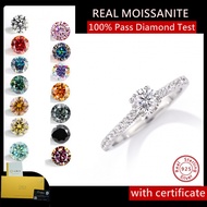 0.5ct Colorful Real Moissanite Ring Pass Diamond Test GRA Certified 18K White Gold Plated 925 Sterli