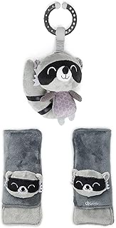 Diono Baby Racoon Character Car Seat Straps & Toy, Shoulder Pads for Baby, Infant, Toddler, 2 Pack S