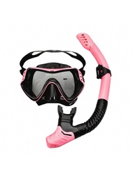 潛水呼吸管套裝,防霧鋼化玻璃潛水面罩,全景寬視野游泳護目鏡,呼吸輕鬆,成人專業浮潛裝備