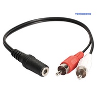FM_ 3.5mm 1/8'' Stereo Female To 2 Male RCA Jack Adapter Aux Audio Y Cable Splitter