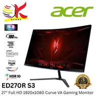 ACER 27" NITRO ED270RS3 / ED270R S3 FHD (1920x1080P@180HZ) LED CURVE VA LCD GAMING MONITOR (1MS VRB,
