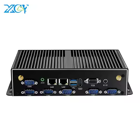XCY Fanless Industrial Mini PC Intel Core i7 5500U 2x GbE LAN 6x COM RS232 HDMI VGA 6x USB Support W
