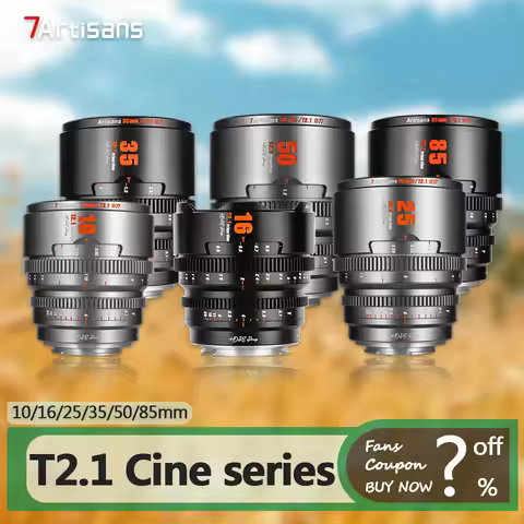 7artisans S35 Frame 10/16/25/35/50/85mm T2.1 Hope Prime Cine Lens Compatible with FX30 RED GH9 GH5 X