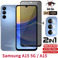 Samsung A15  Private Tempered Glass Anti-Spy Full Cover Screen Protector Anti Peek Privacy Film For 