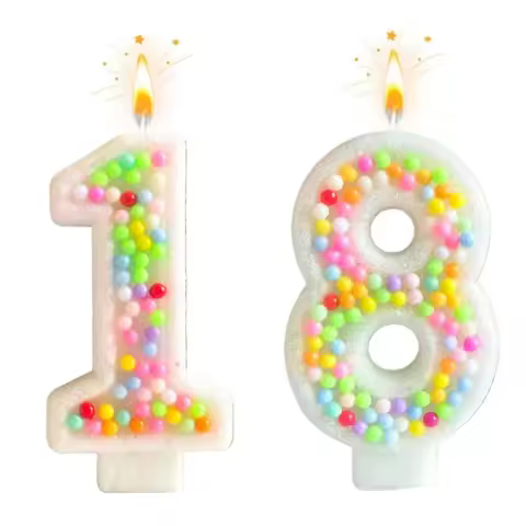 New 0-9 Number Birthday Candles original transparent base Rainbow Sprinkle birthday cake digital par
