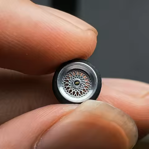 1/64 Chika Wheels with Rubber Tires Model Car Modified Parts BBS RS JDM VIP For Hotwheels Tomica Min