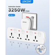 Lencent 4 in 1 Universal Plug Extension Wall Plug with Individual Switches, 4 Outlets, Multi Plug Ou