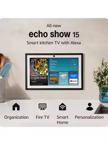 All-new Amazon Echo Show 15 | A stunning HD 15.6" smart kitchen TV for home organization with Alexa