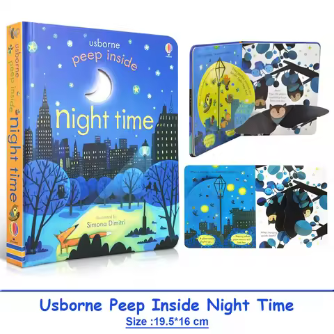 Usborne Peep Inside Night Time 3D Flap Educational English Picture Book for Kids Baby Interactive Ac