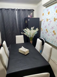 #ผ้าปูโต๊ะ pvc พื้นผิวเรียบ สีดำ #1 ขนาด 1m x 1.4m กันนเำ กันร้อนได้ดี ทำความสะอาดง่าย
