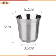 PkYeG 80ml đôi tường thép không gỉ Espresso Cup cách nhiệt Nespresso Pixie cốc cà phê hình dạng viên