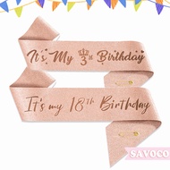 SAVOCO Party Show Birthday 3Th-25Th Number Ribbons Shoulder Sweet 18Th Satin Sashes Birthday Anniver