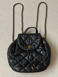 「二手」Salvatore Ferragamo VARA QUILTED 菱格鍊帶後背包(黑色) LV GUCCI 參考