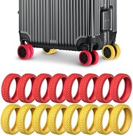 Luggage Wheel Covers for Suitcases-Luggage Suitcase Cover Luggage Wheel Protectors, 8Red+8Yellow, 16Pcs