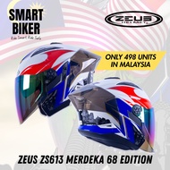 [Limited Edition] Zeus ZS-613 Merdeka 68th Edition Helmet 498 Units Only With Chrome Rainbow Visor