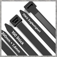 (L M F J) 100 Pack Cable Zip Ties Black Cable Zip Heavy Duty 12 Inch, 7.6mm Strong Plastic Wire Ties