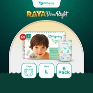 Offspring Fashion Baby Diapers Tape L (216pcs) [6 Packs]