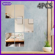 [Iniyexa] 4 Pieces Mirror Wall Stickers Removable Mirror Sheets for Room Door Bedroom