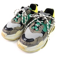 GUCCI x BALENCIAGA 681067 The Hacker Project Triple S 運動鞋，米色、綠色和黃色，尺寸 27.5cm，帶鞋盒和防塵袋，義大利製造，狀況極佳。
