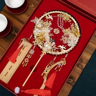 Bridal Group Fan Wedding Xiuhe Clothing Fan Red Double-Sided Finished Product diy Material Package X