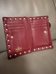 Valentino Garavani Rockstud Bifold Wallet Burgundy Leather with Coin Pouch 銀包 連散紙包 紅色