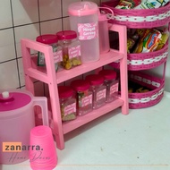 Rak Bumbu Dapur Susun Ungu Tempat Bumbu Pink Rak dan Toples Bumbu Set