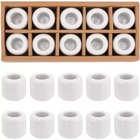 10 Pieces Ceramic Candle Holder White Ceramic Chime Ritual Spell Candle Holders for Taper Rituals Sp