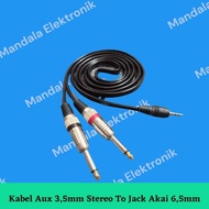 Terbaru Jack Audio Aux 3.5Mm Stereo To 2 Akai 6.5Mm Ts - Splitter